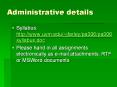 Administrative details PowerPoint PPT Presentation
