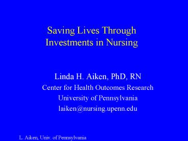 Saving Lives Through Investments in Nursing