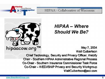 HIPAA Where Should We Be