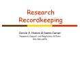 Research Recordkeeping PowerPoint PPT Presentation