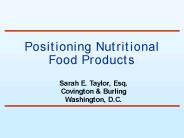 Positioning Nutritional Food Products