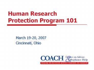 Human Research Protection Program 101
