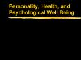 Personality, Health, and Psychological Well Being PowerPoint PPT Presentation