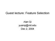 Guest lecture: Feature Selection