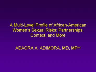 A Multi-Level Profile of African-American Women