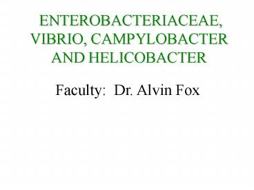 Faculty: Dr' Alvin Fox
