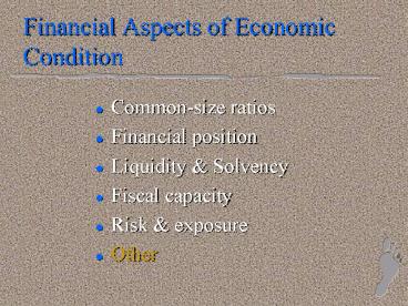 Financial Aspects of Economic Condition