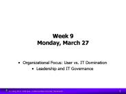 Week 9 Monday, March 27