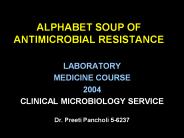ALPHABET SOUP OF ANTIMICROBIAL RESISTANCE