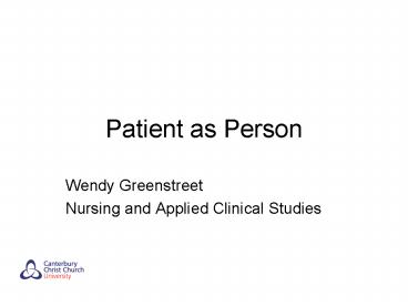 Patient as Person