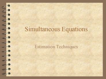 Simultaneous Equations