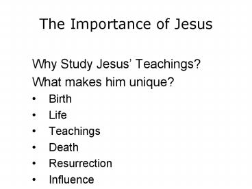 The Importance of Jesus