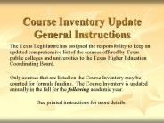 Course Inventory Update General Instructions