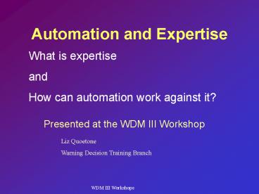 Automation and Expertise