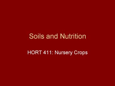 Soils and Nutrition