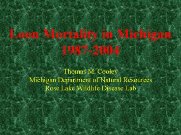 Loon Mortality in Michigan