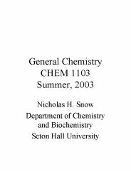 General Chemistry CHEM 1103 Summer, 2003