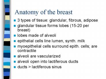 Anatomy of the breast