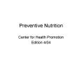 Preventive Nutrition PowerPoint PPT Presentation