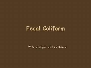 Fecal Coliform