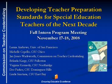 Developing Teacher Preparation Standards for Special Education Teachers ...