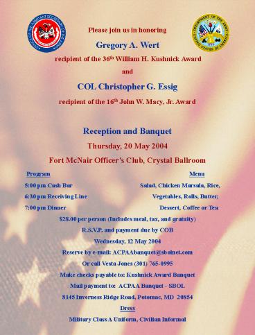 PERSONNEL DIVISIONs Breakfast Salute to Colonel Marlin T' Guild