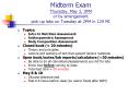 Midterm Exam Thursday, May 3, 3PM or by arrangement pick up labs on Tuesday at 2PM in 129 MI PowerPoint PPT Presentation