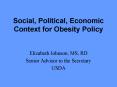 Social, Political, Economic Context for Obesity Policy PowerPoint PPT Presentation