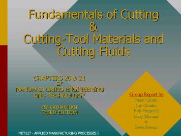 Fundamentals of Cutting