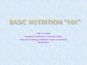 Basic Nutrition 101