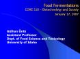 Food Fermentations CORE 218 Biotechnology and Society January 17, 2007 PowerPoint PPT Presentation