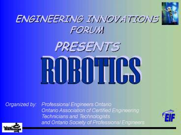 ENGINEERING INNOVATIONS FORUM PRESENTS