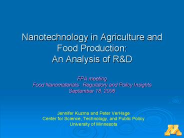 PPT – Nanotechnology in Agriculture and Food Production: An Analysis of ...