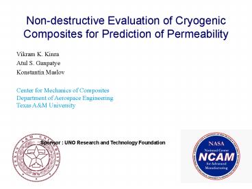 Nondestructive Evaluation of Cryogenic Composites for Prediction of Permeability