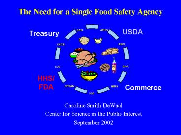 The Need for a Single Food Safety Agency