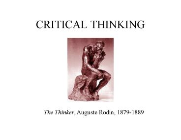 CRITICAL THINKING