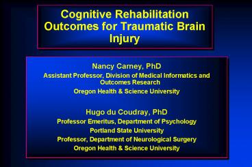 Cognitive Rehabilitation Outcomes for Traumatic Brain Injury