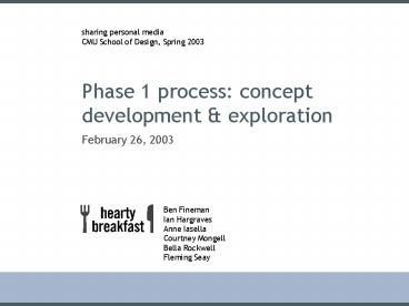 Phase I Process Phase 1 process: concept development presentation | free to view