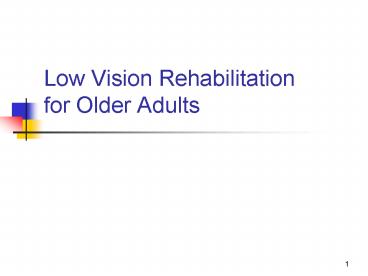 Low Vision Rehabilitation for Older Adults