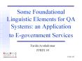 Some Foundational Linguistic Elements for QA Systems: an Application PowerPoint PPT Presentation
