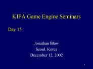 KIPA Game Engine Seminars