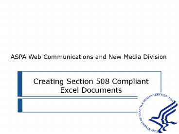 Creating Section 508 Compliant Excel Documents