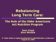 Rebalancing Long Term Care: The Role of the Older Americans Act Nutrition Program PowerPoint PPT Presentation