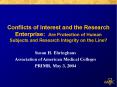 Conflicts of Interest and the Research Enterprise: Are Protection of Human Subjects and Research Integrity on the Line? PowerPoint PPT Presentation