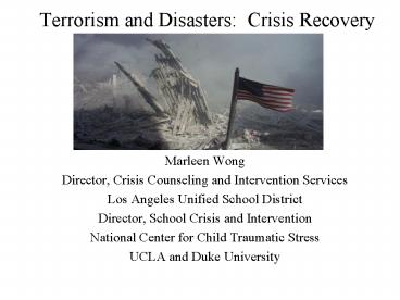 Terrorism and Disasters: Crisis Recovery