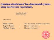 Quantum simulation of low-dimensional systems using interference experiments.