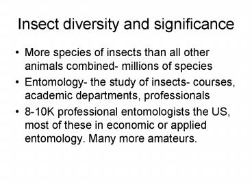 Insect diversity and significance