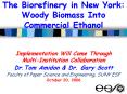 The Biorefinery in New York: Woody Biomass Into Commercial Ethanol Implementation Will Come Through PowerPoint PPT Presentation