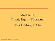 Module II: Private Equity Financing