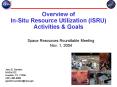Overview of InSitu Resource Utilization ISRU Activities PowerPoint PPT Presentation